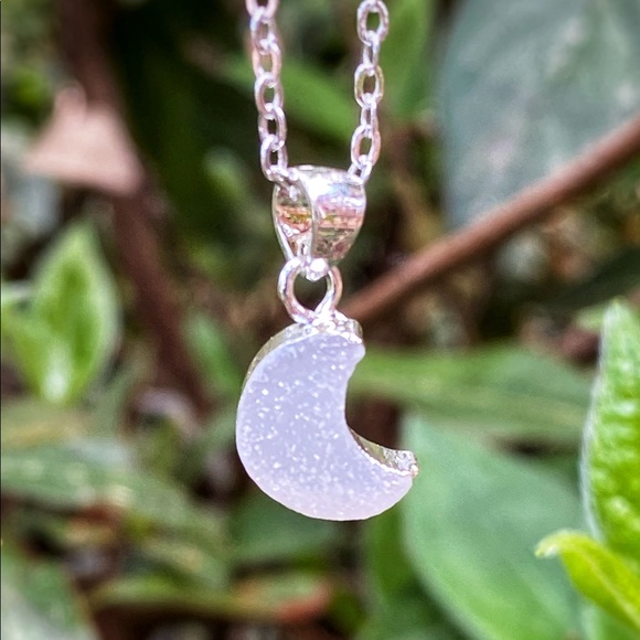 Druzy Moon Necklace - Picture 1 of 4